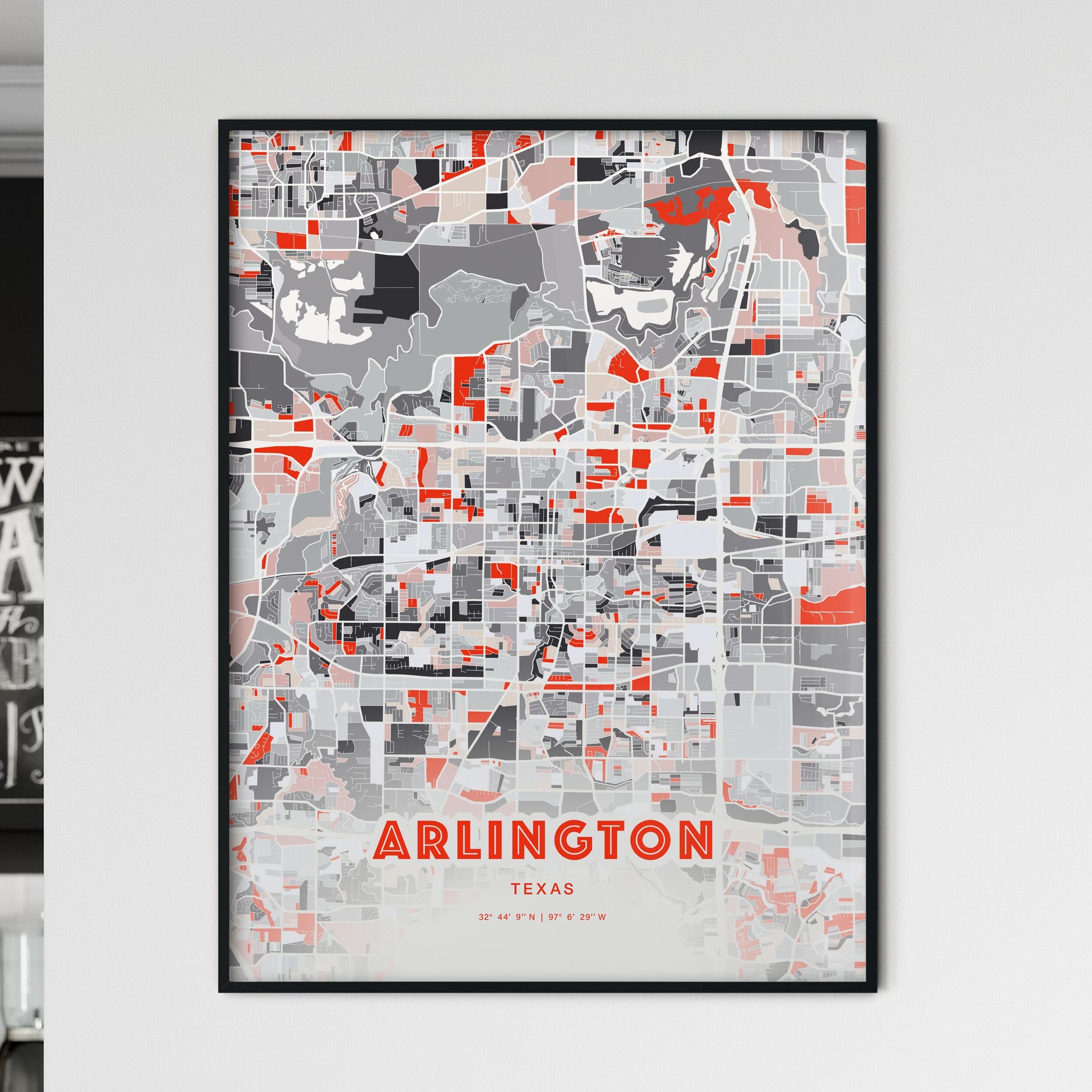 Colorful Arlington Texas Fine Art Map Modern Expressive