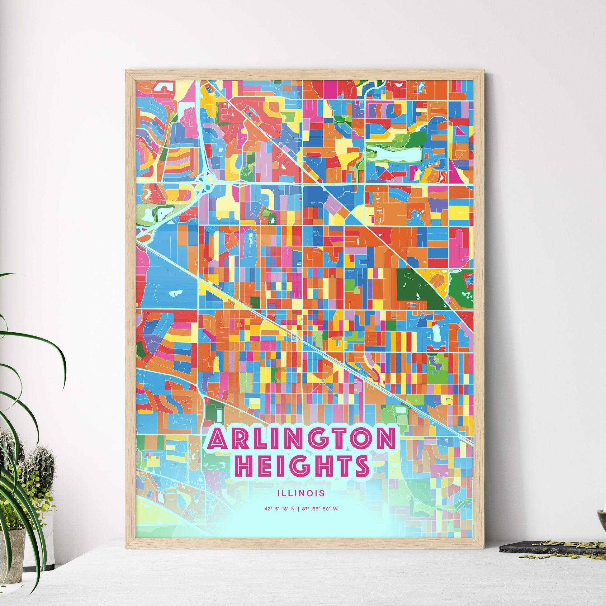 Colorful Arlington Heights Illinois Fine Art Map Crazy Colors