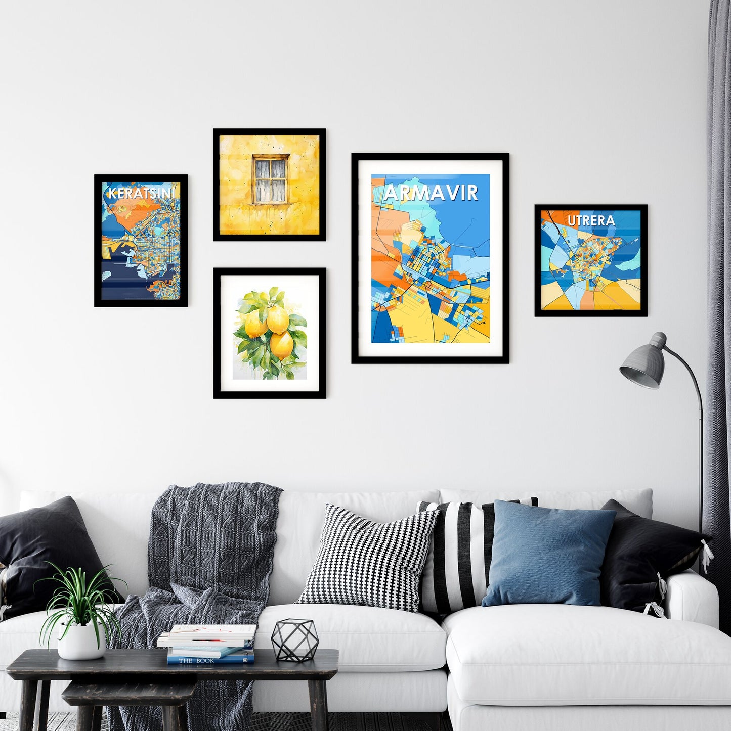 ARMAVIR ARMENIA Vibrant Colorful Art Map Poster Blue Orange