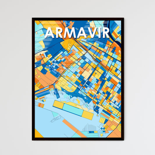 ARMAVIR RUSSIA Vibrant Colorful Art Map Poster Blue Orange