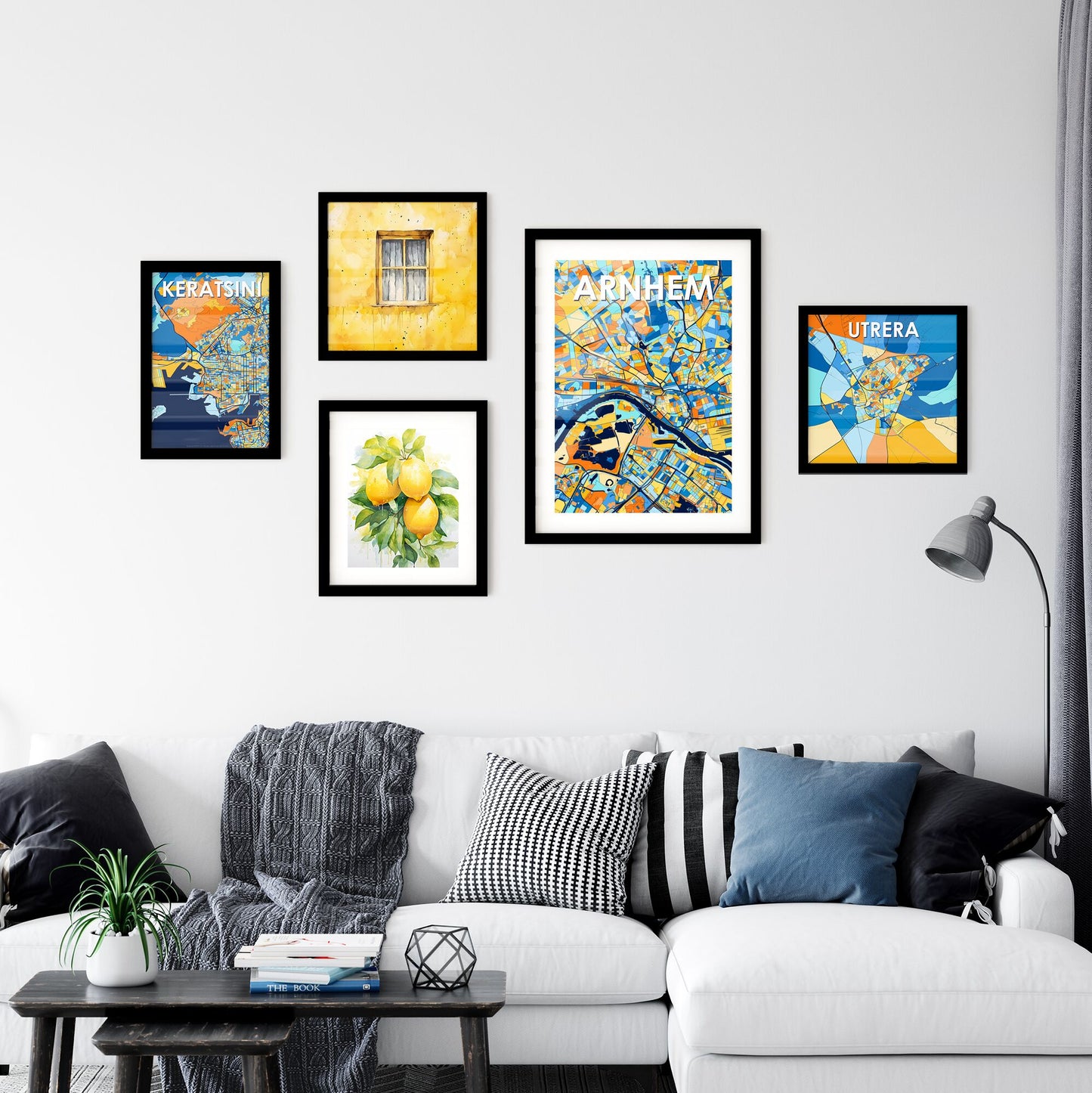 ARNHEM NETHERLANDS Vibrant Colorful Art Map Poster Blue Orange