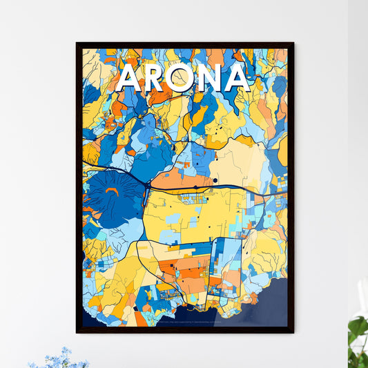 ARONA SPAIN Vibrant Colorful Art Map Poster Blue Orange