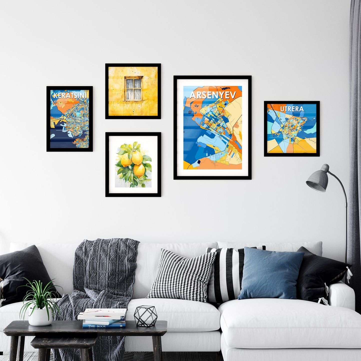 ARSENYEV RUSSIA Vibrant Colorful Art Map Poster Blue Orange