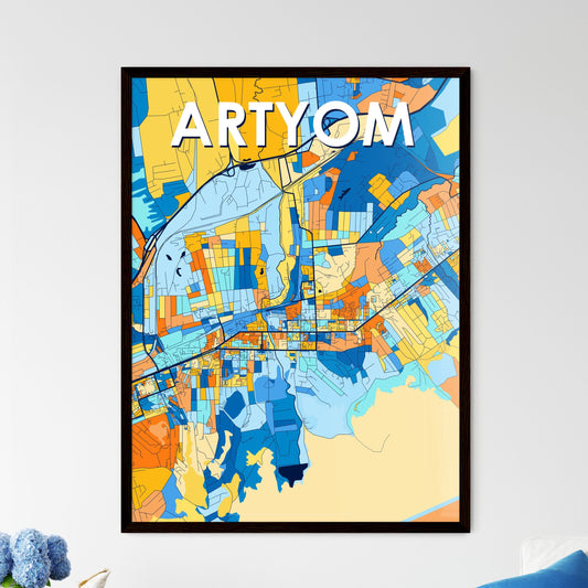 ARTYOM RUSSIA Vibrant Colorful Art Map Poster Blue Orange