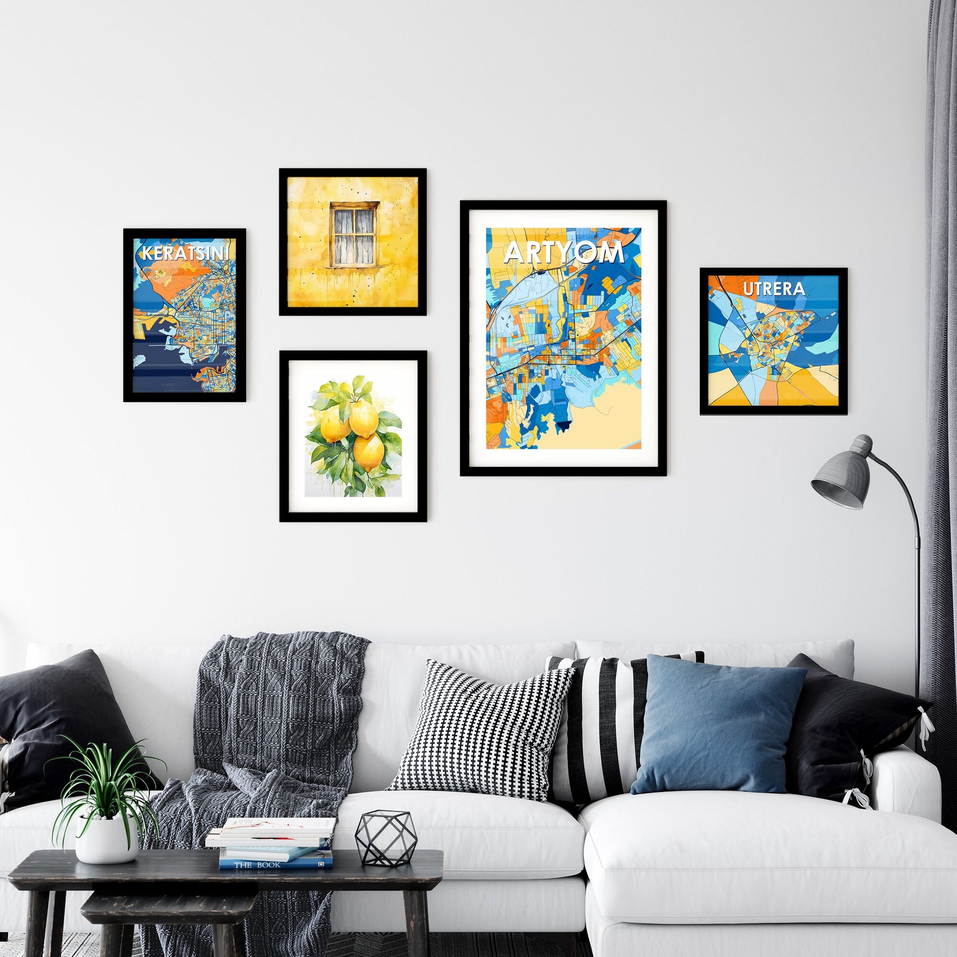 ARTYOM RUSSIA Vibrant Colorful Art Map Poster Blue Orange