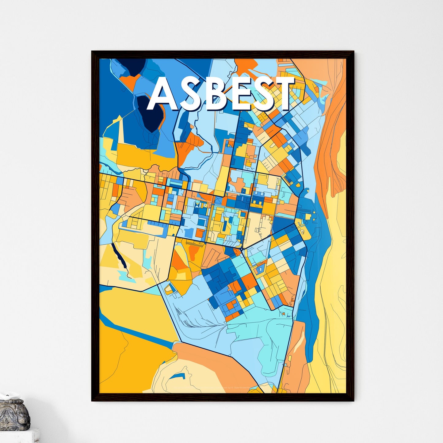 ASBEST RUSSIA Vibrant Colorful Art Map Poster Blue Orange