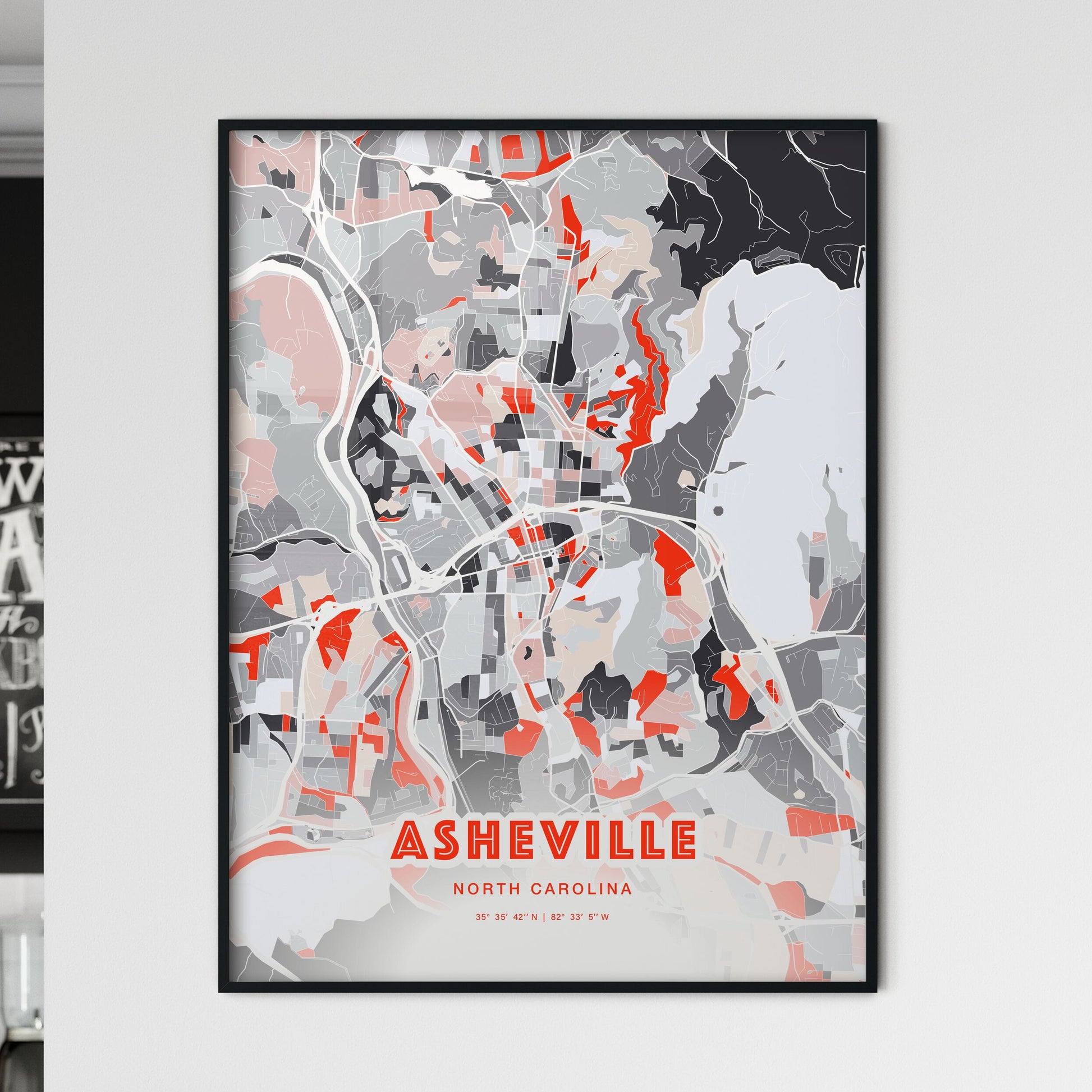 Colorful Asheville North Carolina Fine Art Map Modern Expressive