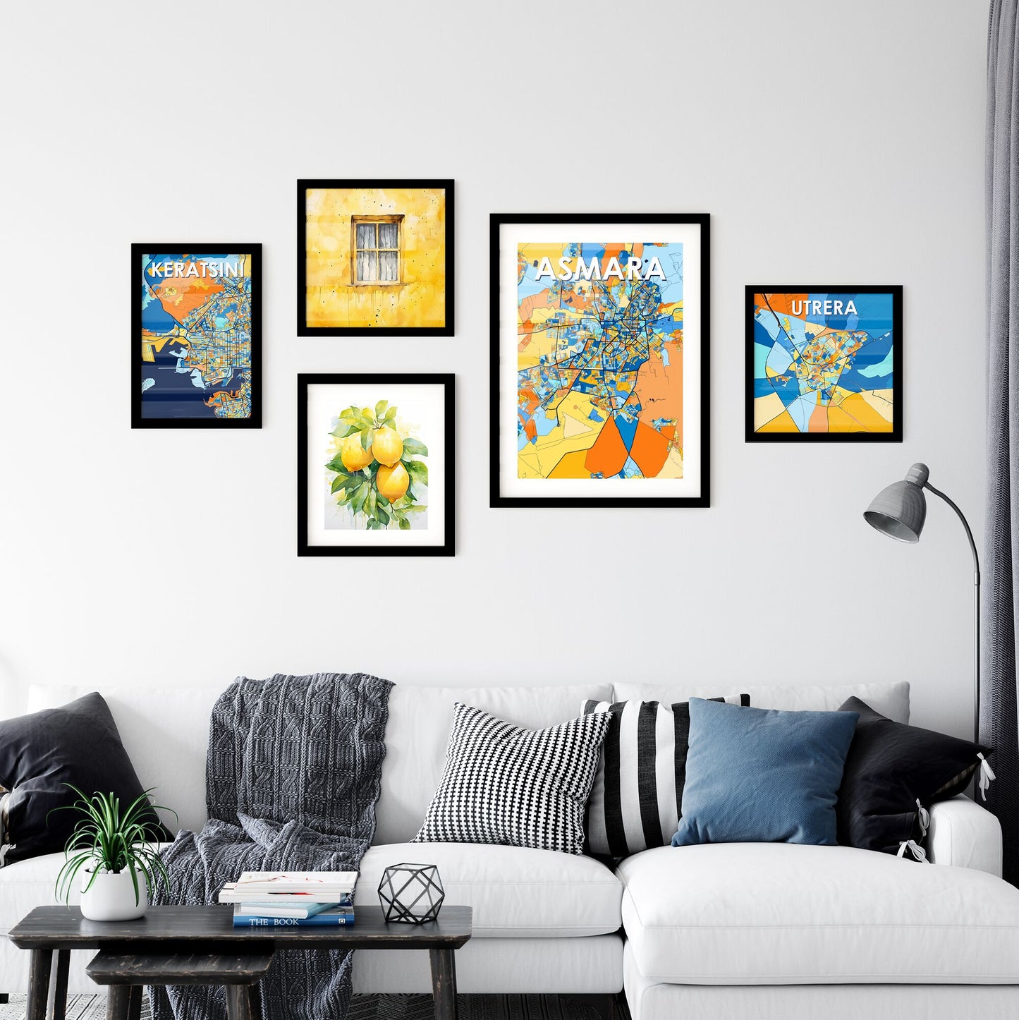 ASMARA ERITREA Vibrant Colorful Art Map Poster Blue Orange