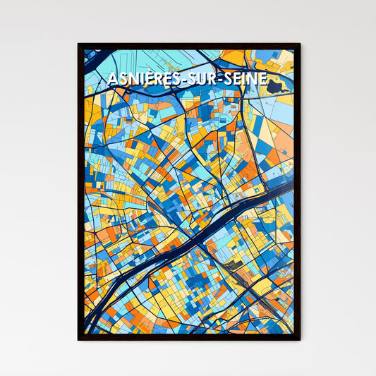 ASNIÈRES-SUR-SEINE FRANCE Vibrant Colorful Art Map Poster Blue Orange