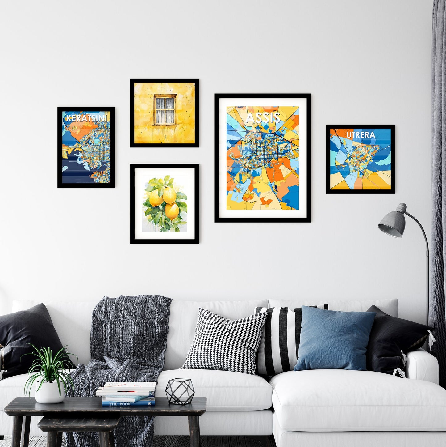 ASSIS BRAZIL Vibrant Colorful Art Map Poster Blue Orange