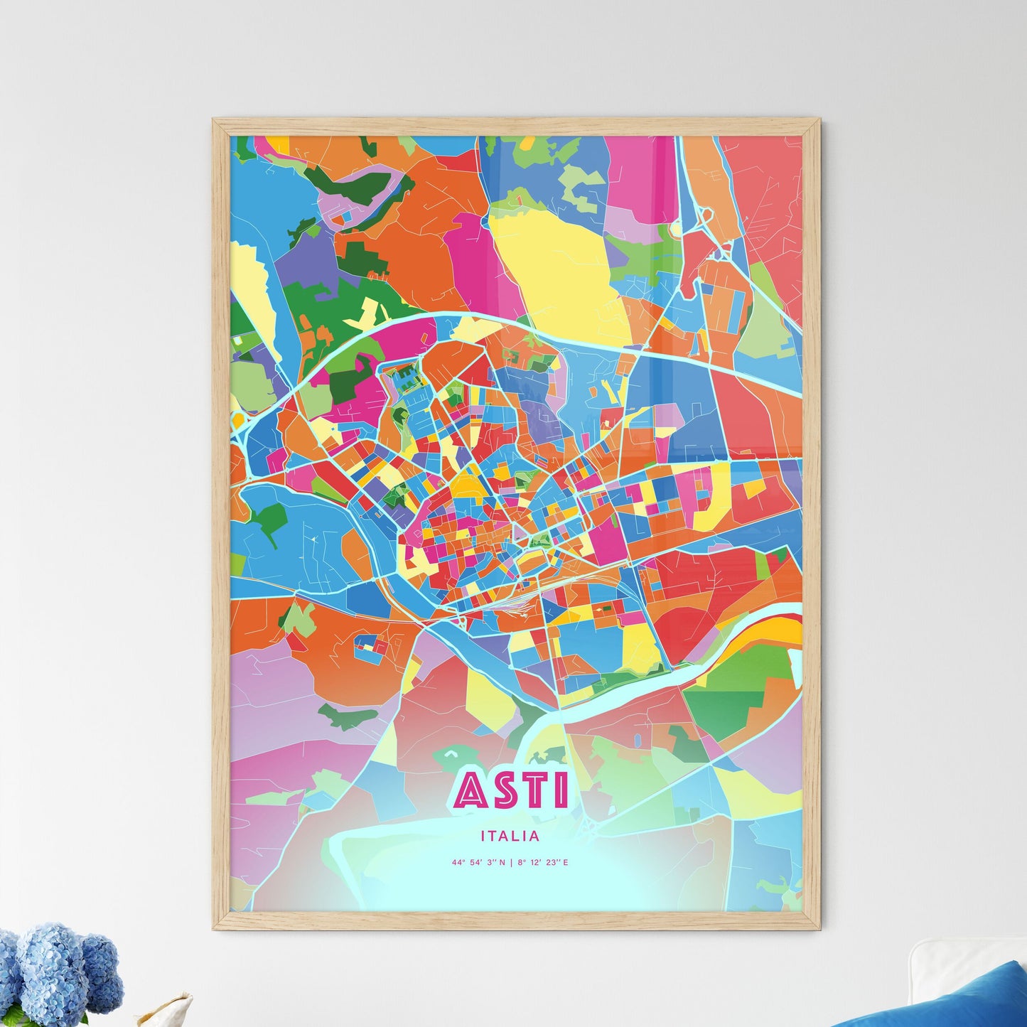 Colorful Asti Italy Fine Art Map Crazy Colors