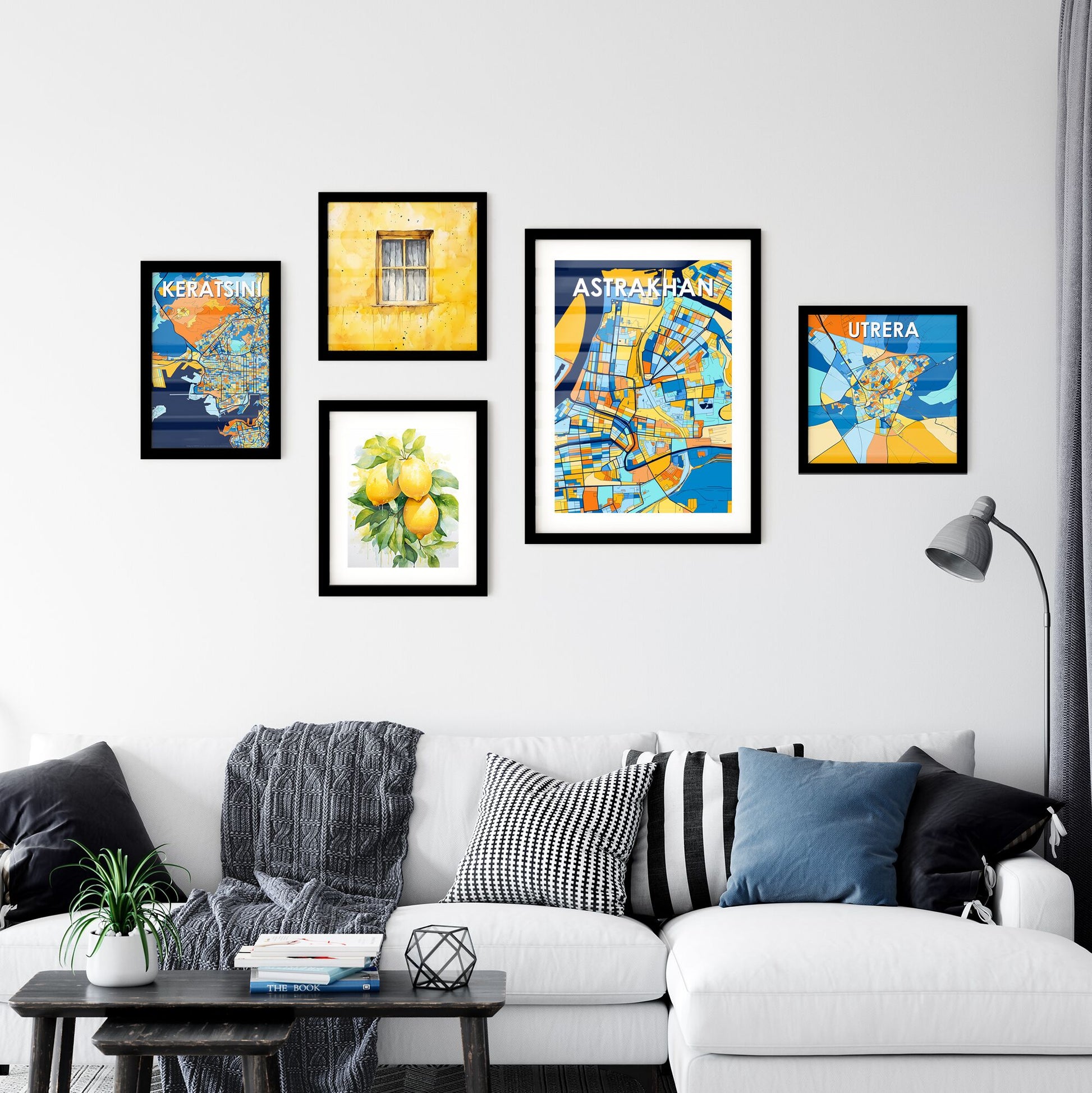 ASTRAKHAN RUSSIA Vibrant Colorful Art Map Poster Blue Orange