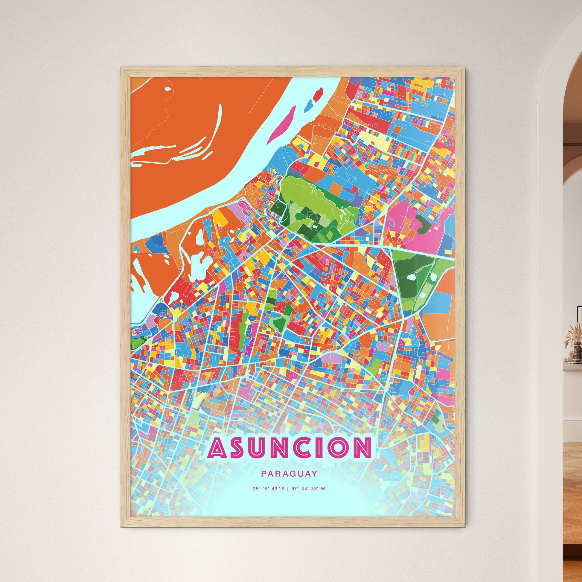 Colorful Asuncion Paraguay Fine Art Map Crazy Colors