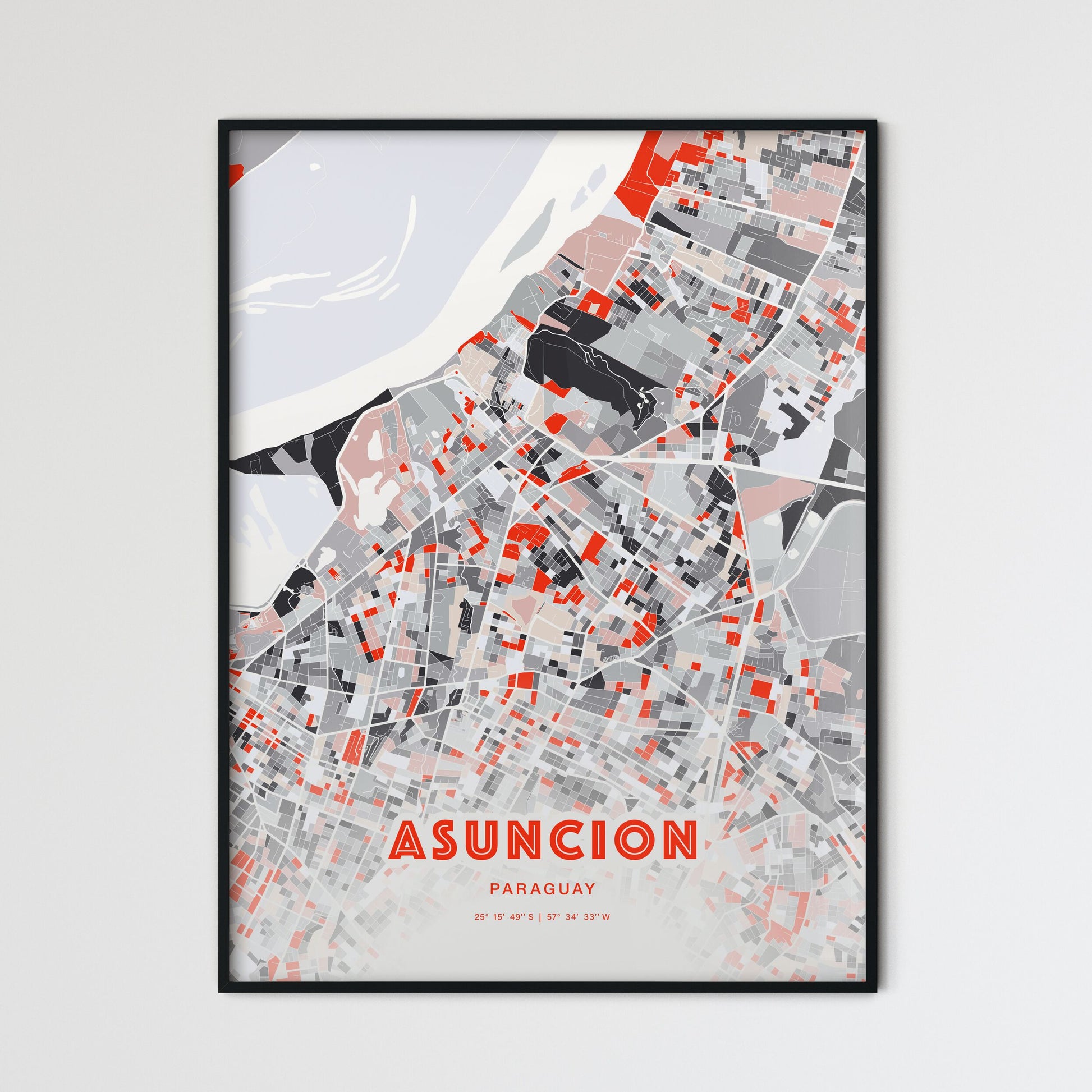 Colorful Asuncion Paraguay Fine Art Map Modern Expressive