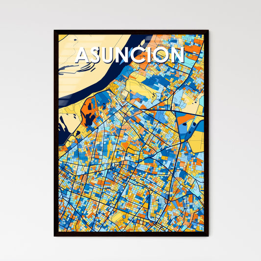 ASUNCION PARAGUAY Vibrant Colorful Art Map Poster Blue Orange