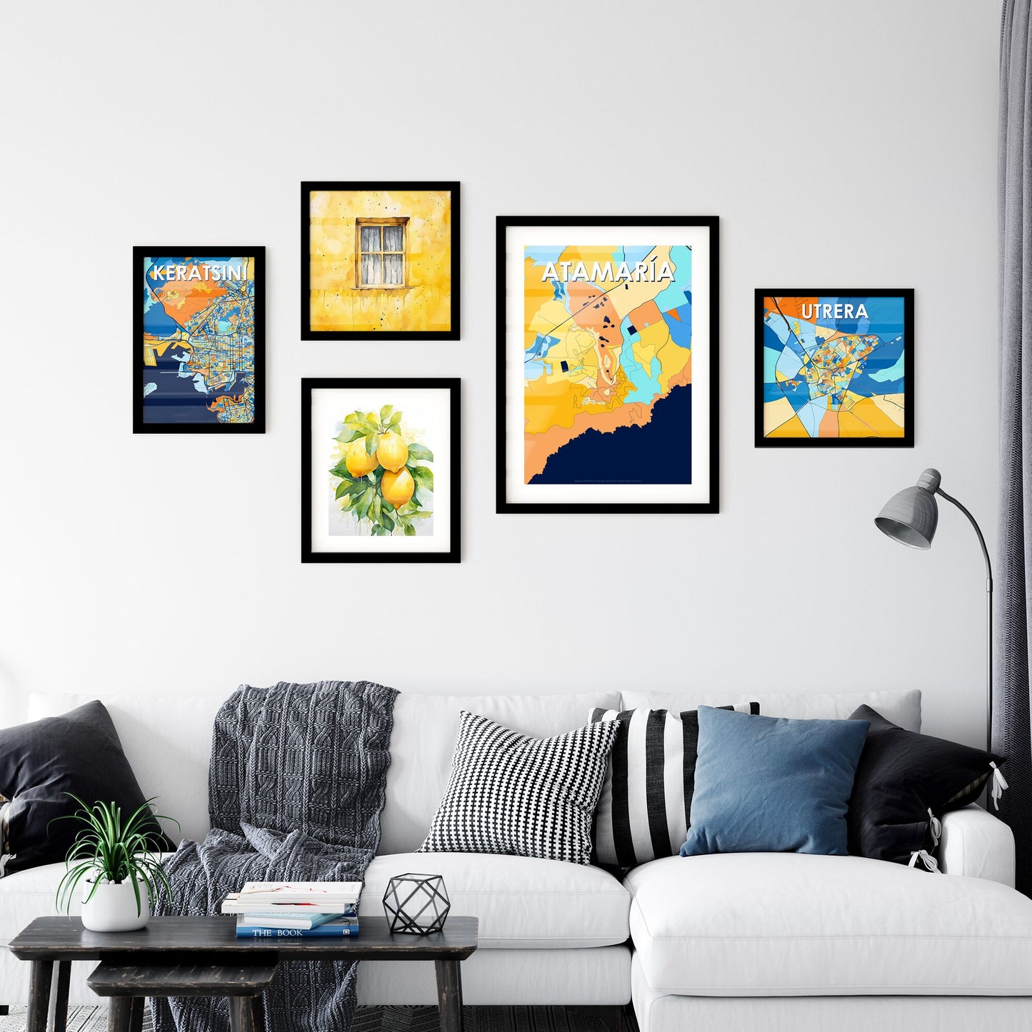 ATAMARÍA SPAIN Vibrant Colorful Art Map Poster Blue Orange