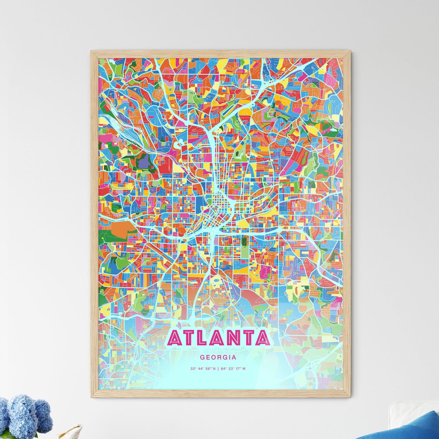 Colorful Atlanta Georgia Fine Art Map Crazy Colors