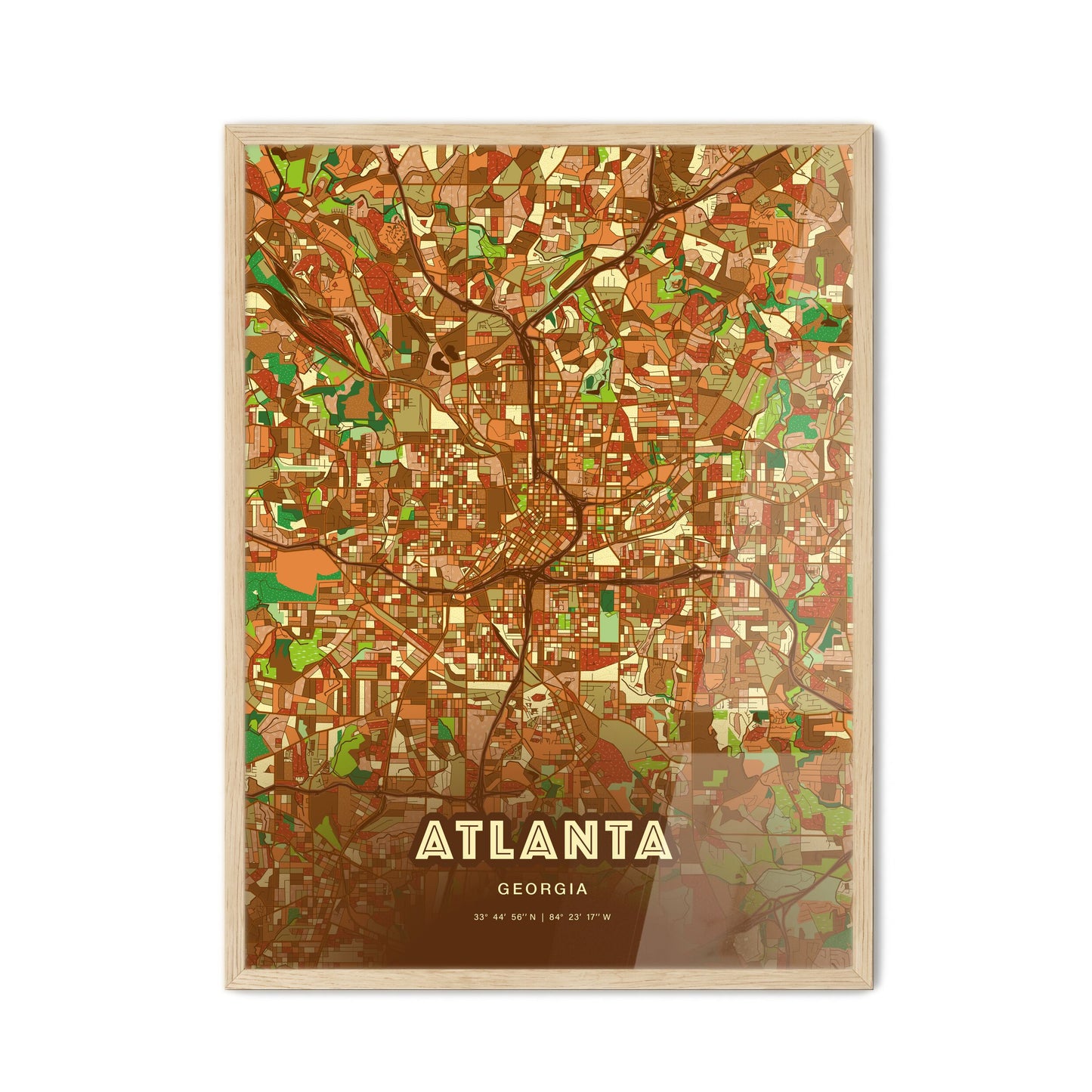 Colorful Atlanta Georgia Fine Art Map Farmhouse