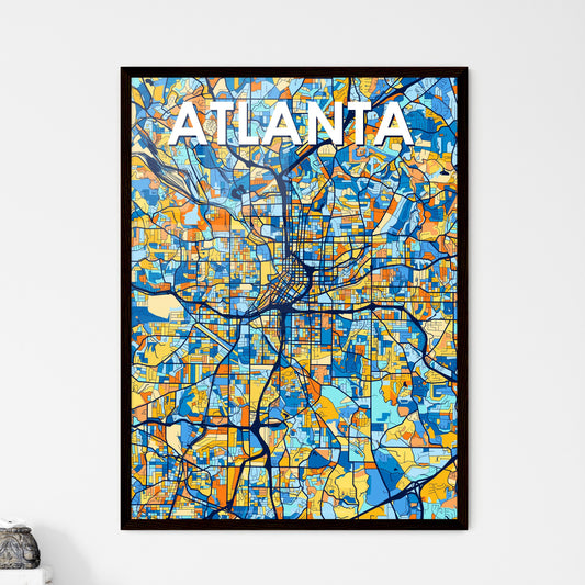 ATLANTA GEORGIA Vibrant Colorful Art Map Poster Blue Orange