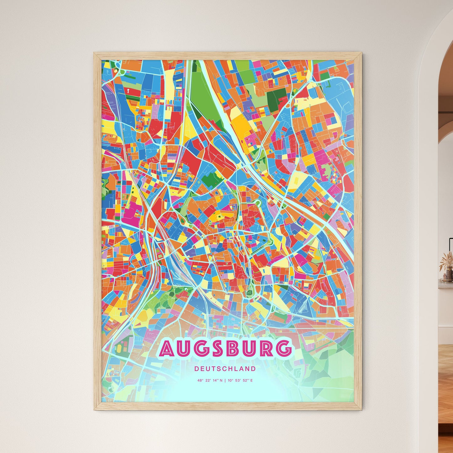 Colorful Augsburg Germany Fine Art Map Crazy Colors