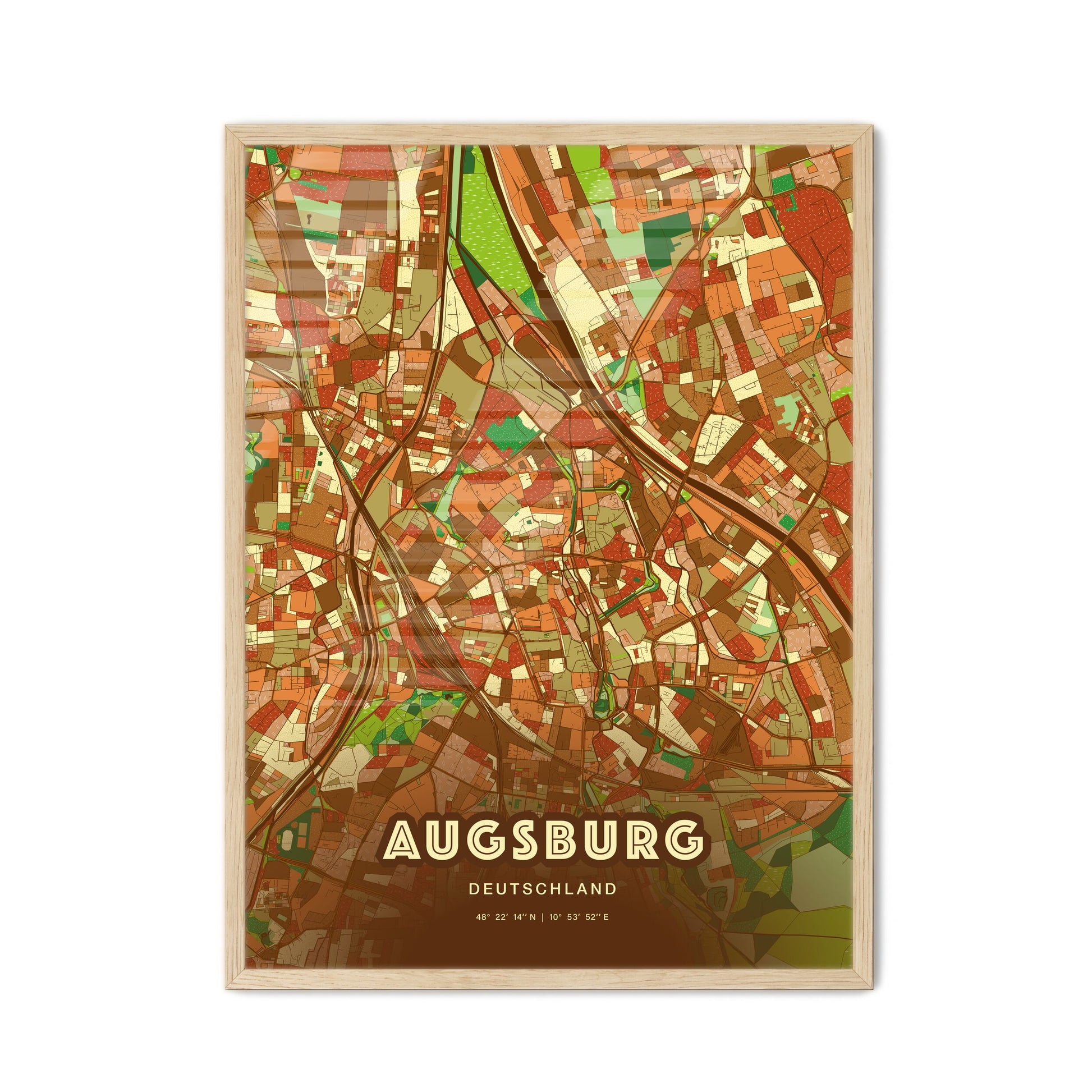 Colorful Augsburg Germany Fine Art Map Farmhouse