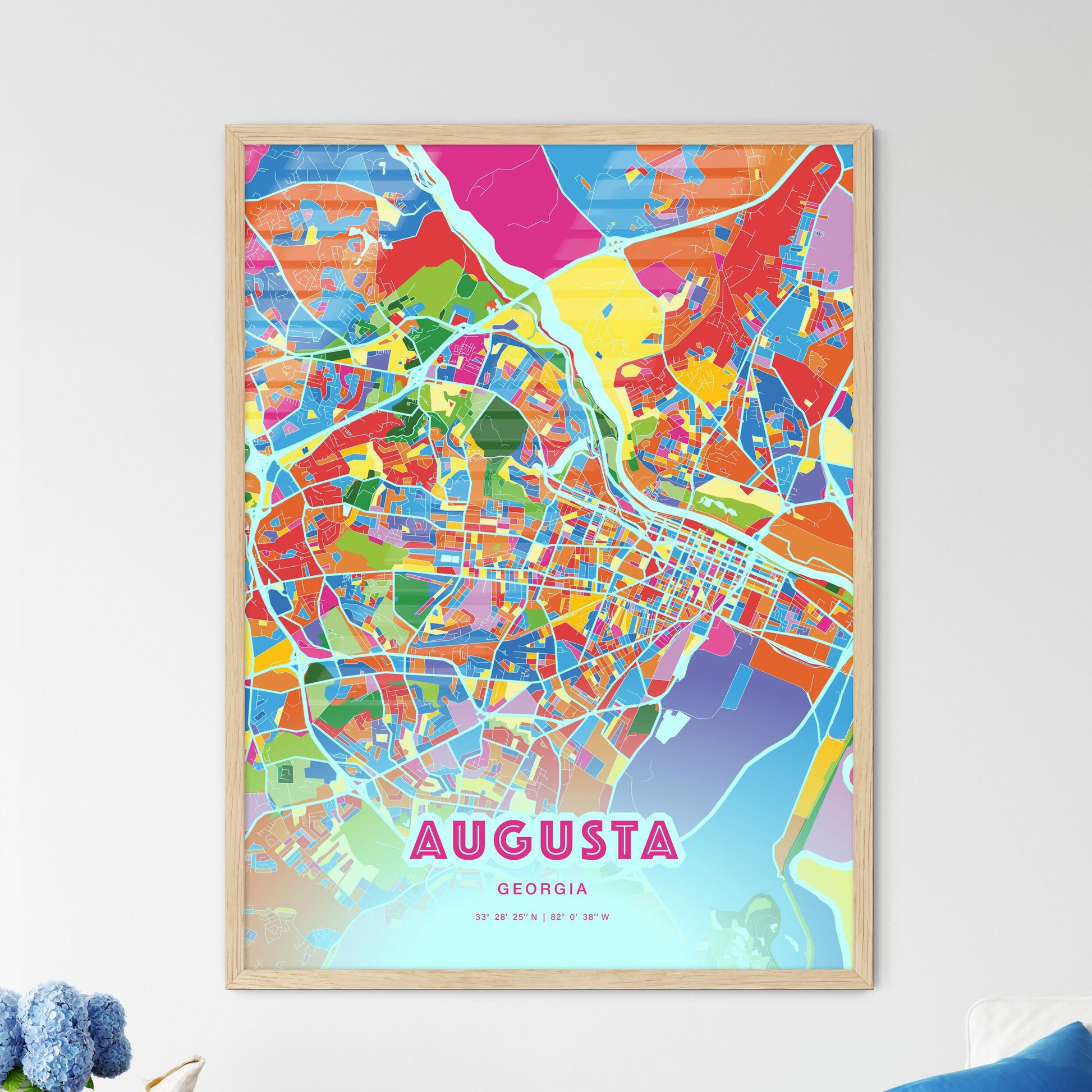 Colorful Augusta Georgia Fine Art Map Crazy Colors