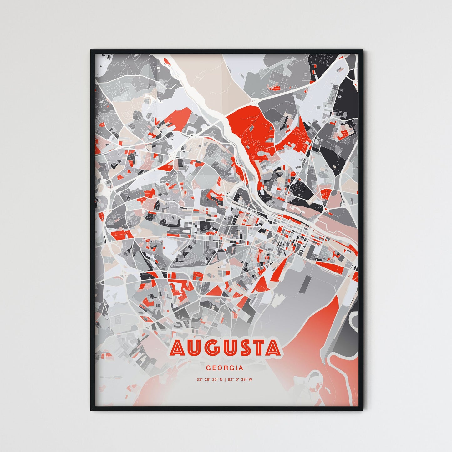 Colorful Augusta Georgia Fine Art Map Modern Expressive
