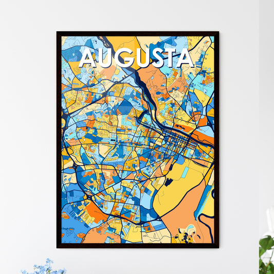 AUGUSTA GEORGIA Vibrant Colorful Art Map Poster Blue Orange