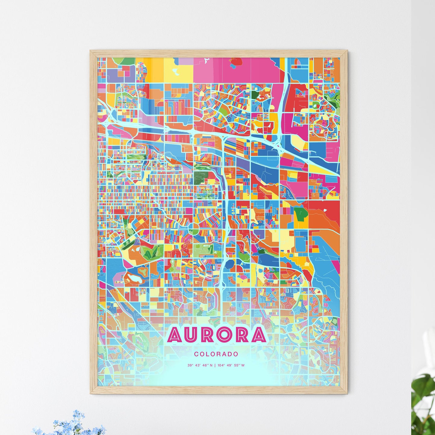 Colorful Aurora Colorado Fine Art Map Crazy Colors