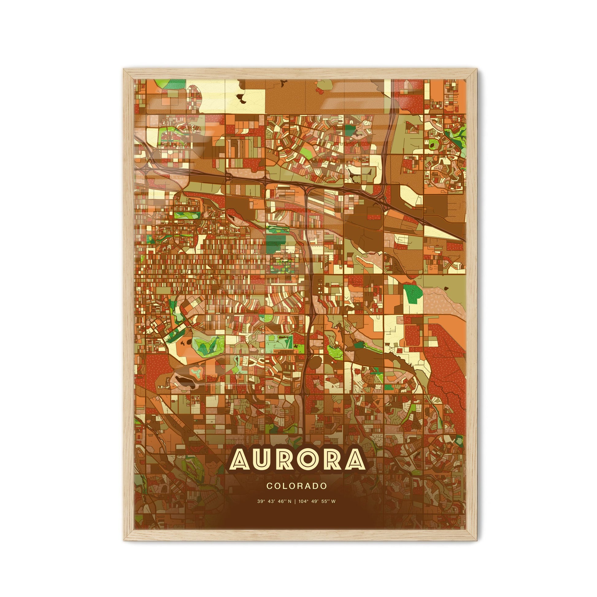 Colorful Aurora Colorado Fine Art Map Farmhouse