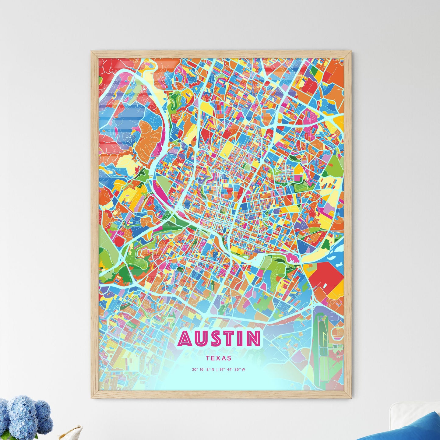 Colorful Austin Texas Fine Art Map Crazy Colors
