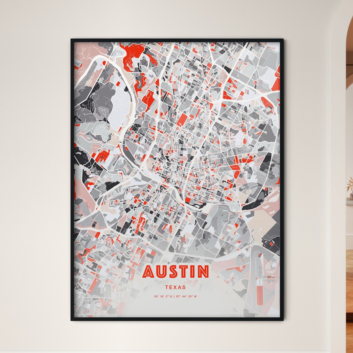 Colorful Austin Texas Fine Art Map Modern Expressive