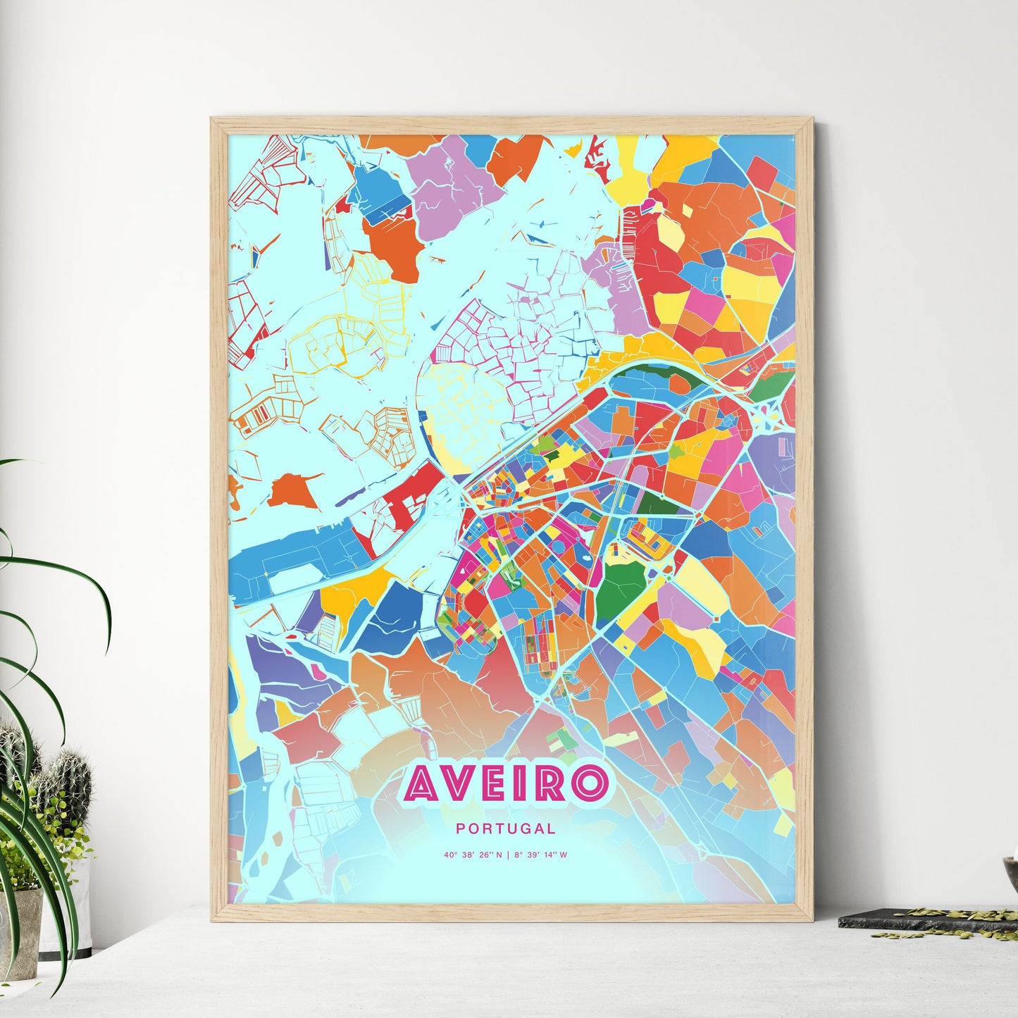 Colorful Aveiro Portugal Fine Art Map Crazy Colors