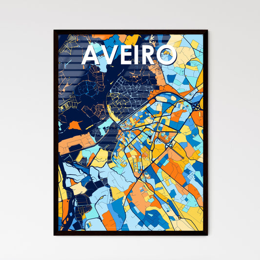 AVEIRO PORTUGAL Vibrant Colorful Art Map Poster Blue Orange