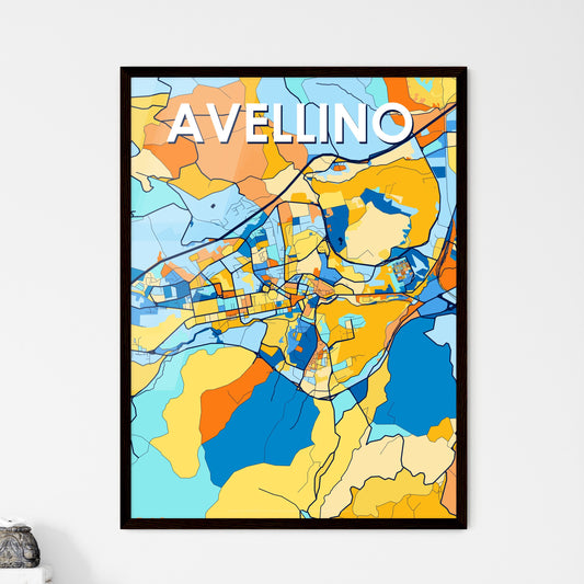 AVELLINO ITALY Vibrant Colorful Art Map Poster Blue Orange