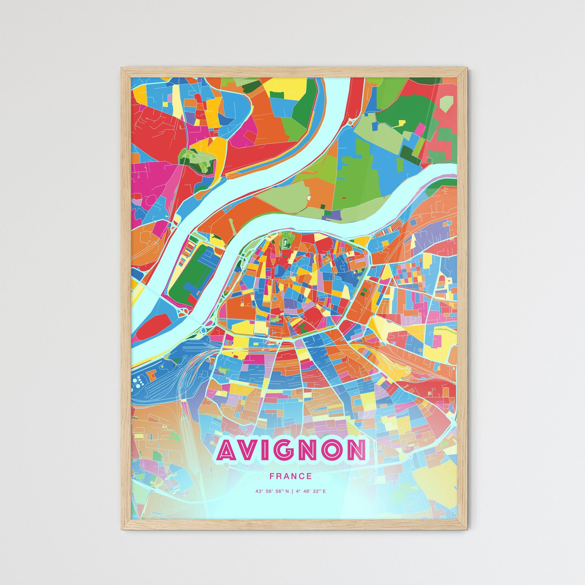 Colorful Avignon France Fine Art Map Crazy Colors