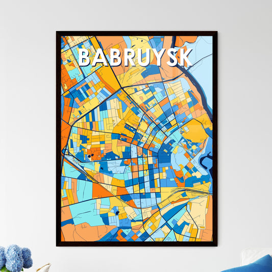 BABRUYSK BELARUS Vibrant Colorful Art Map Poster Blue Orange