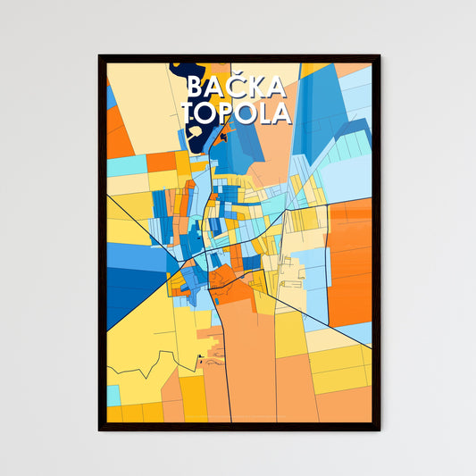 BAČKA TOPOLA SERBIA Vibrant Colorful Art Map Poster Blue Orange