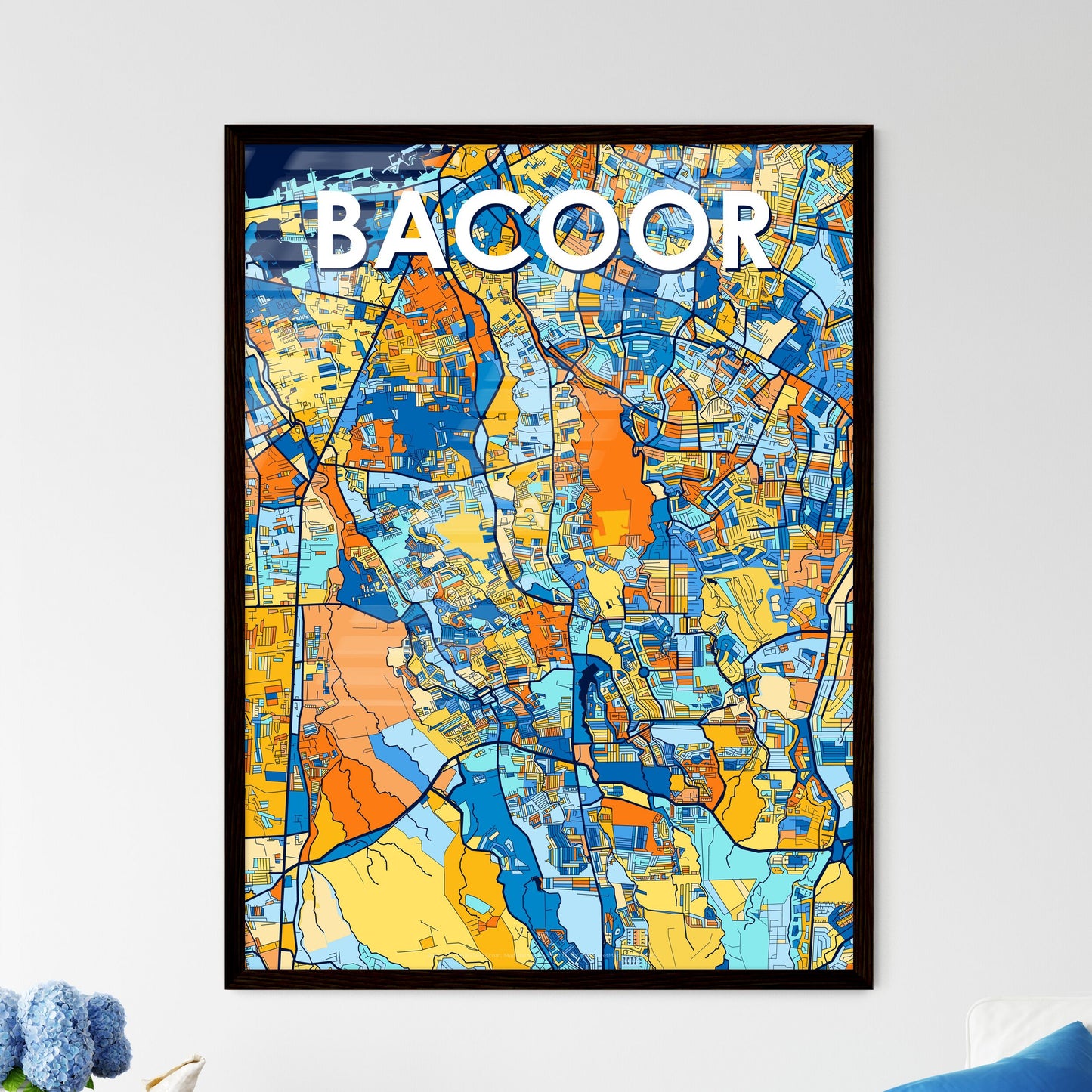 BACOOR PHILIPPINES Vibrant Colorful Art Map Poster Blue Orange