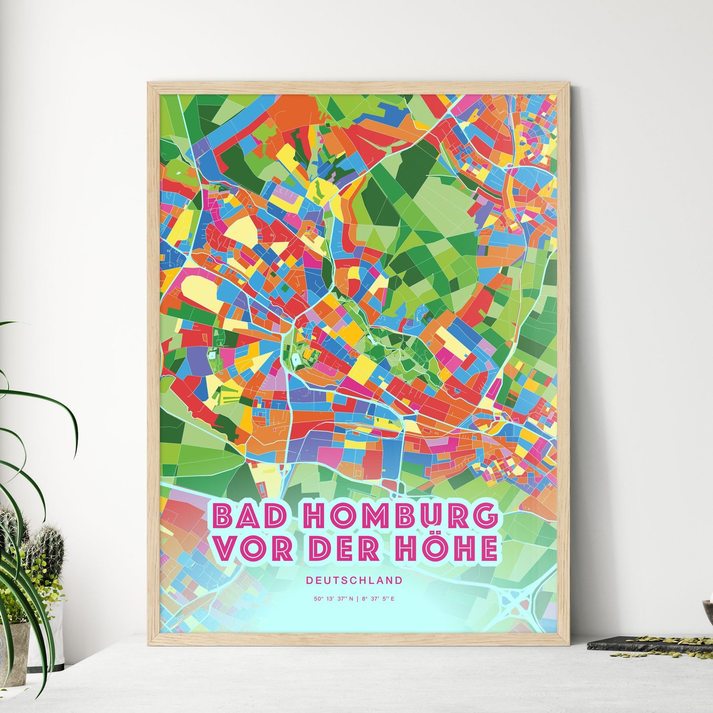 Colorful Bad Homburg Germany Fine Art Map Crazy Colors