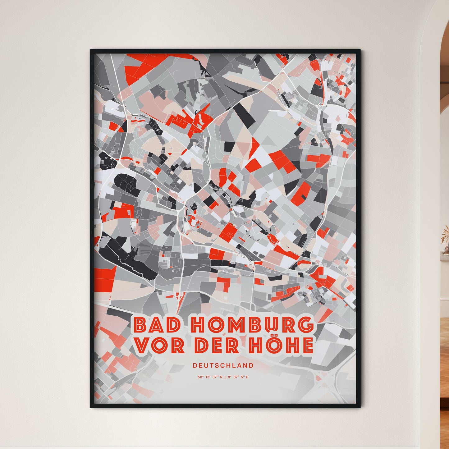 Colorful Bad Homburg Germany Fine Art Map Modern Expressive