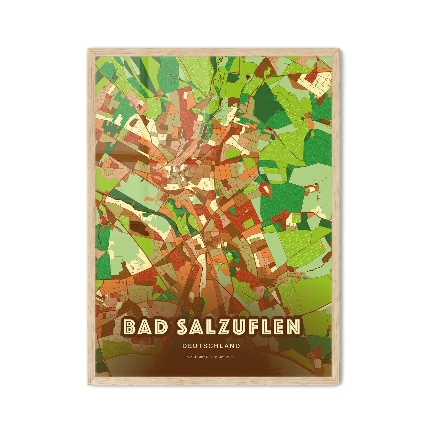 Colorful Bad Salzuflen Germany Fine Art Map Farmhouse