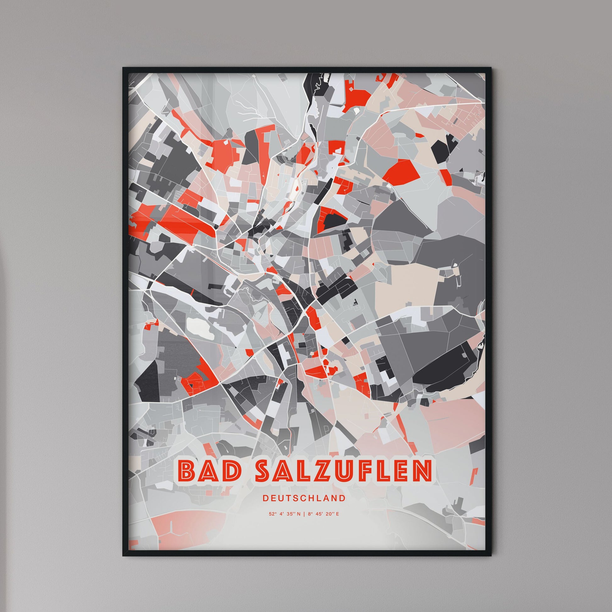 Colorful Bad Salzuflen Germany Fine Art Map Modern Expressive