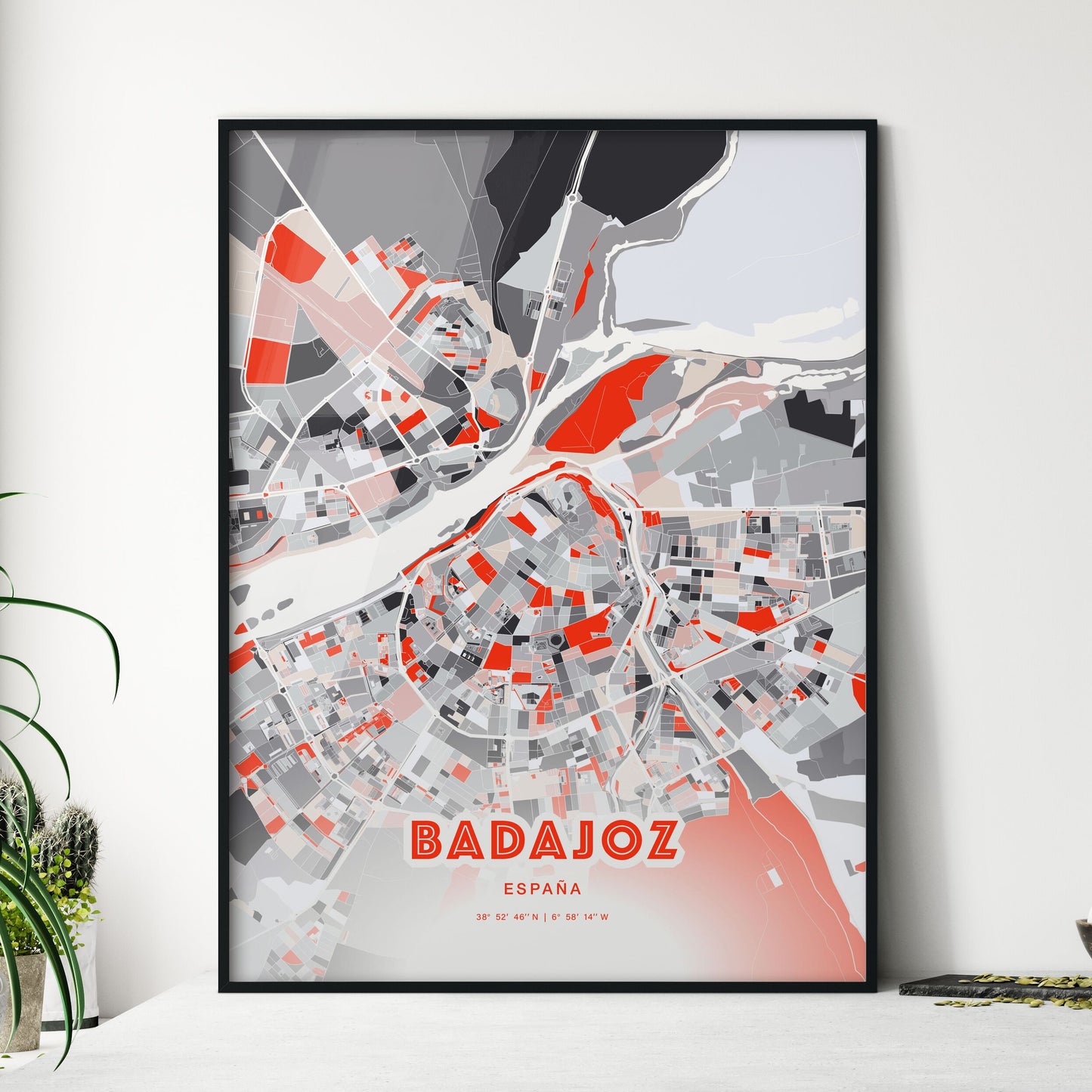 Colorful Badajoz Spain Fine Art Map Modern Expressive