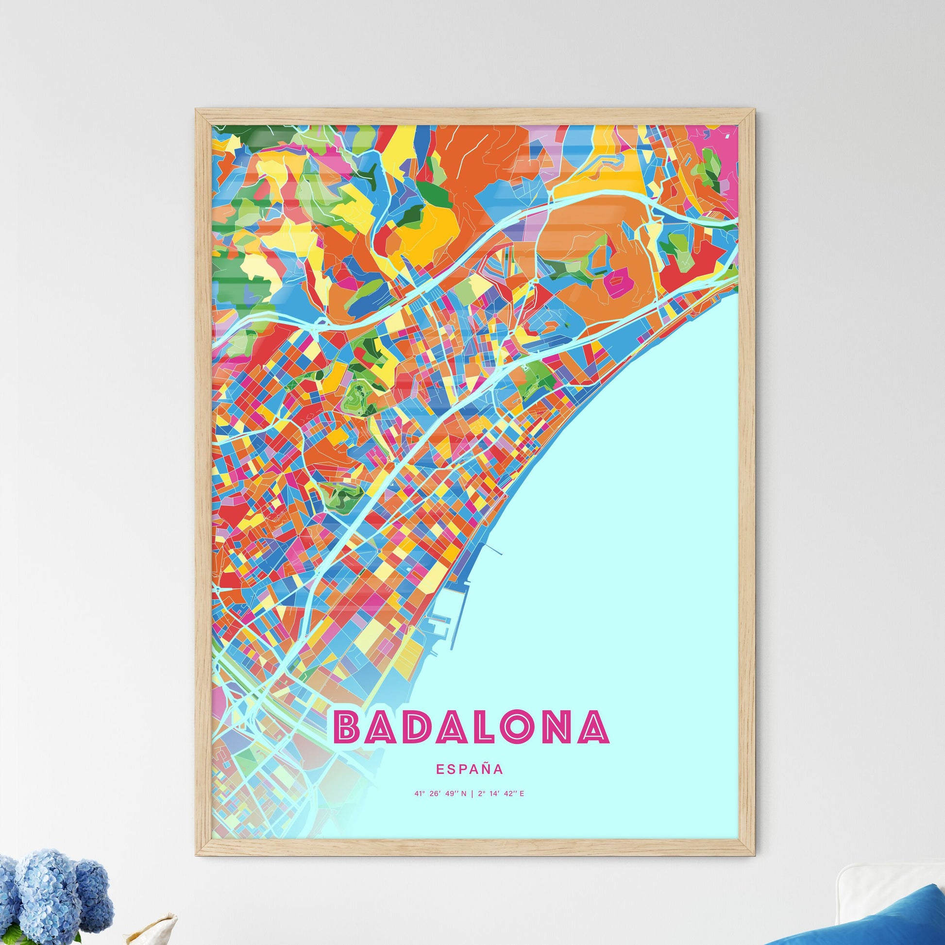 Colorful Badalona Spain Fine Art Map Crazy Colors