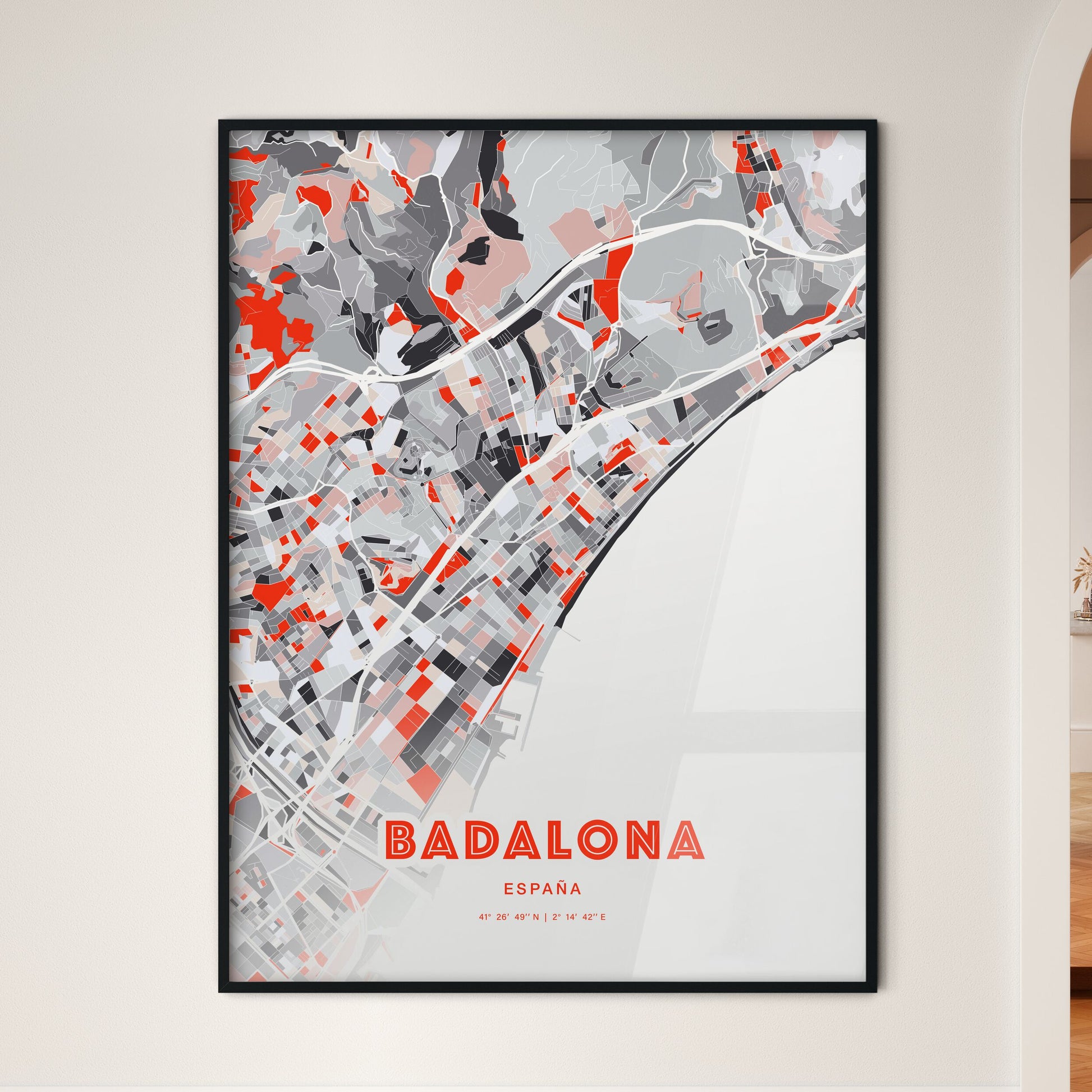 Colorful Badalona Spain Fine Art Map Modern Expressive