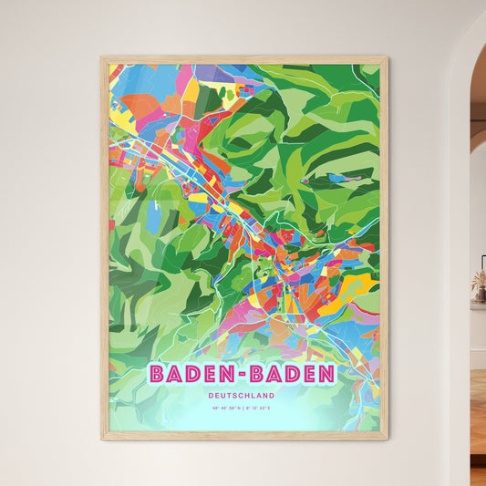 Colorful Baden-Baden Germany Fine Art Map Crazy Colors