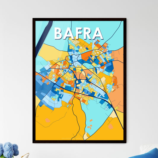 BAFRA TURKEY Vibrant Colorful Art Map Poster Blue Orange