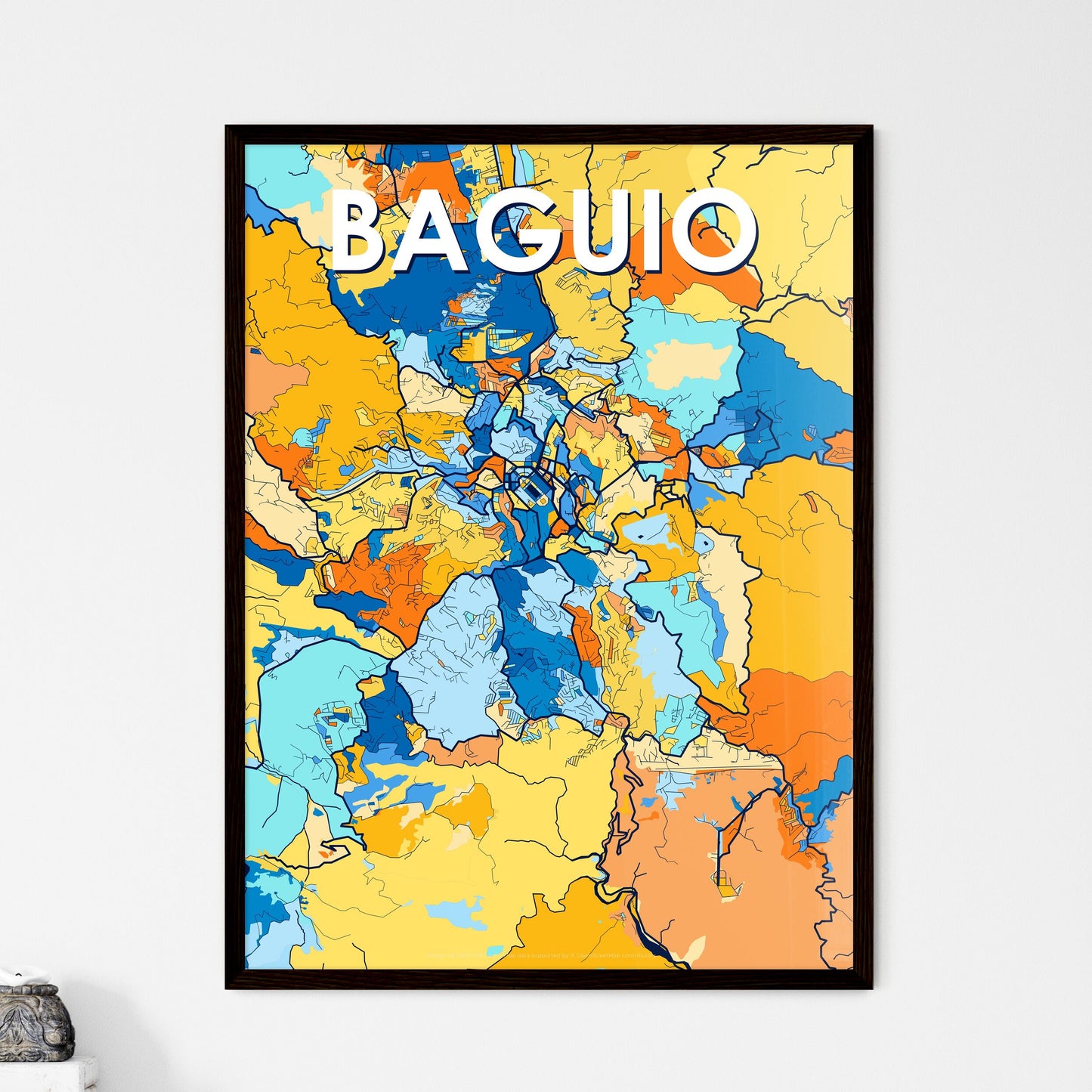 BAGUIO PHILIPPINES Vibrant Colorful Art Map Poster Blue Orange