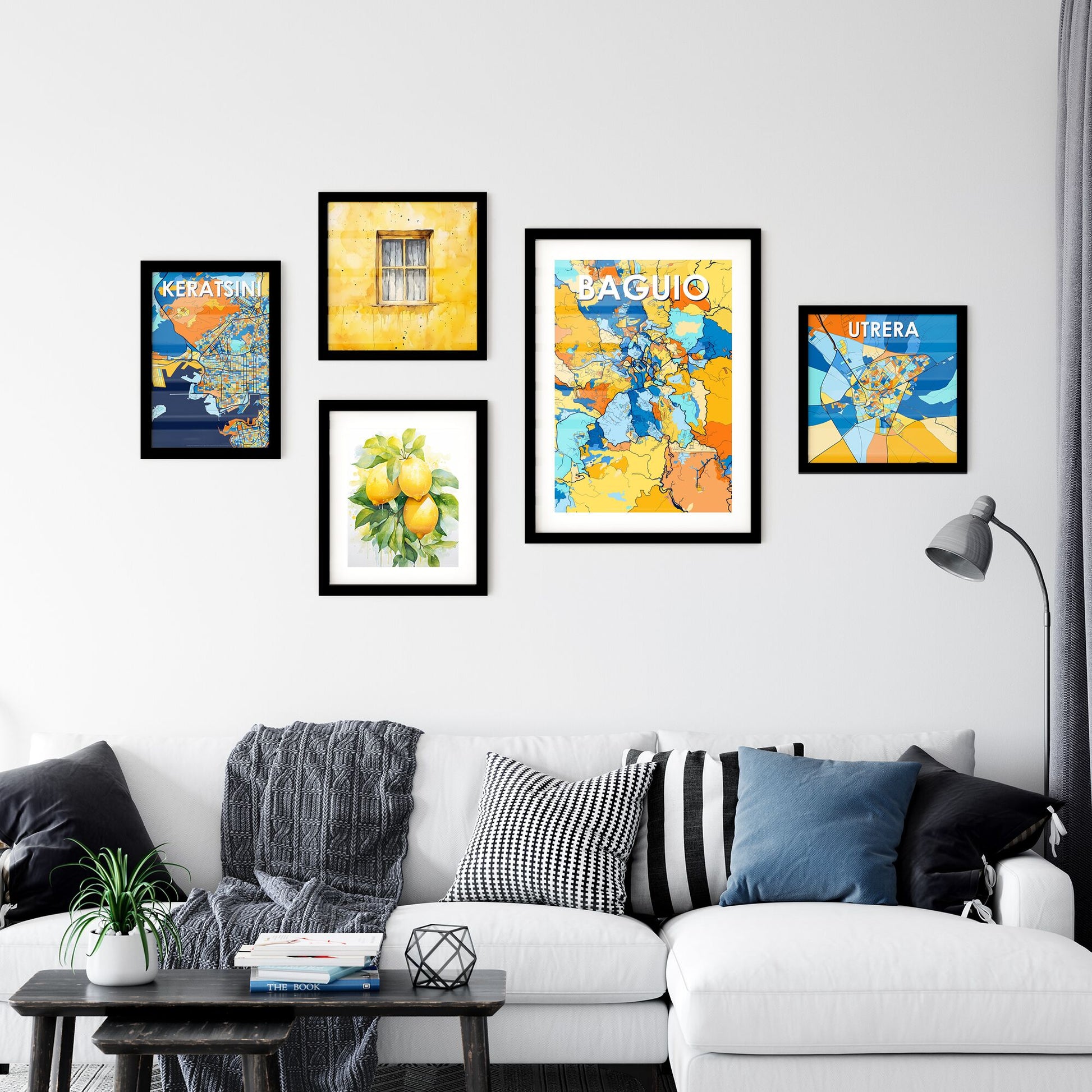 BAGUIO PHILIPPINES Vibrant Colorful Art Map Poster Blue Orange